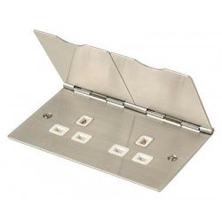 Flat Metal Plate 2 Gang 13 Amp Floor Socket Unswitched
