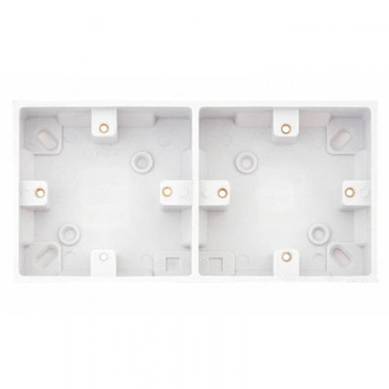 2 Gang Surface Pattress Box - 25mm Deep - Dual (2 x 1 Gang) 2 Gang Surface Pattress Box - 25mm Deep - Dual (2 x 1 Gang)