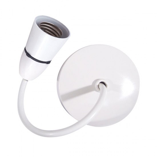 Pre-wired T2 Ceiling Rose & Lampholder - E27 Fitting with 6" Flex - White Pre-wired T2 Ceiling Rose & Lampholder - E27 Fitting with 6" Flex - White