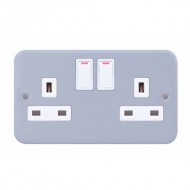 Metal Clad 2 Gang 13 Amp Socket SP - Switched Metal Clad 2 Gang 13 Amp Socket SP - Switched