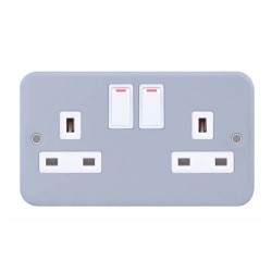 Metal Clad 2 Gang 13 Amp Socket SP - Switched Metal Clad 2 Gang 13 Amp Socket SP - Switched
