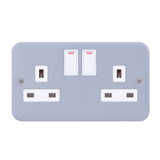 Metal Clad 2 Gang 13 Amp Socket SP - Switched Metal Clad 2 Gang 13 Amp Socket SP - Switched