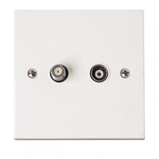 Isolated 1 Gang Satellite and Aerial Socket