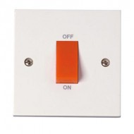 45 Amp DP Switch - 1 Gang Plate Red Rocker