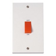 45 Amp DP Switch - 2 Gang Plate Red Rocker