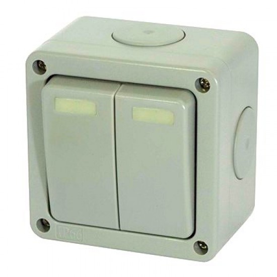 Selectric Seal IP66 Rated 10 Amp Heavy Duty Plate Switch 2 Gang 2 Way X-Rated Selectric Seal IP66 Rated 10 Amp Heavy Duty Plate Switch 2 Gang 2 Way X-Rated
