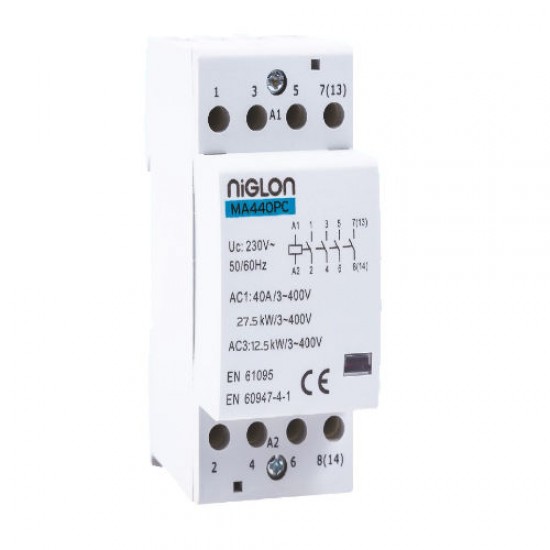NIGLON MA440PC 4 POLE 40Amp 230V AC DIN MOUNT CONTACTOR NIGLON MA440PC 4 POLE 40Amp 230V AC DIN MOUNT CONTACTOR