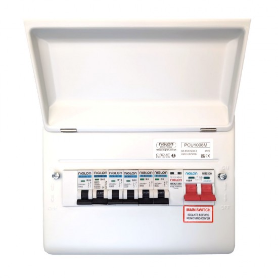 Niglon Protego 10 Module 8 Way CON/UNIT C/W SURGE PROTECTION  + 6 x Mcb