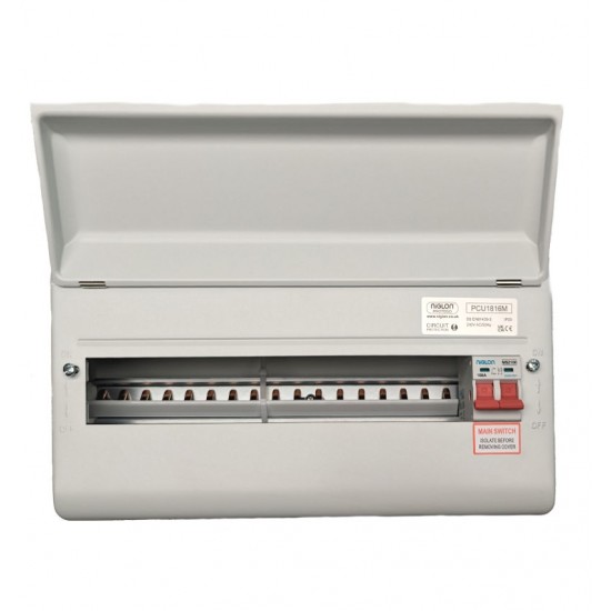 Niglon Protego 18 Module 16 Way 100A Isolator Metal Consumer Unit Niglon Protego 18 Module 16 Way 100A Isolator Metal Consumer Unit